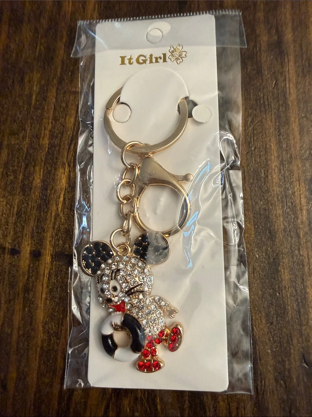 ItGirl Rhinestone ‘Mickey’ Inspired Keychain Charm w/Black & White Enamel